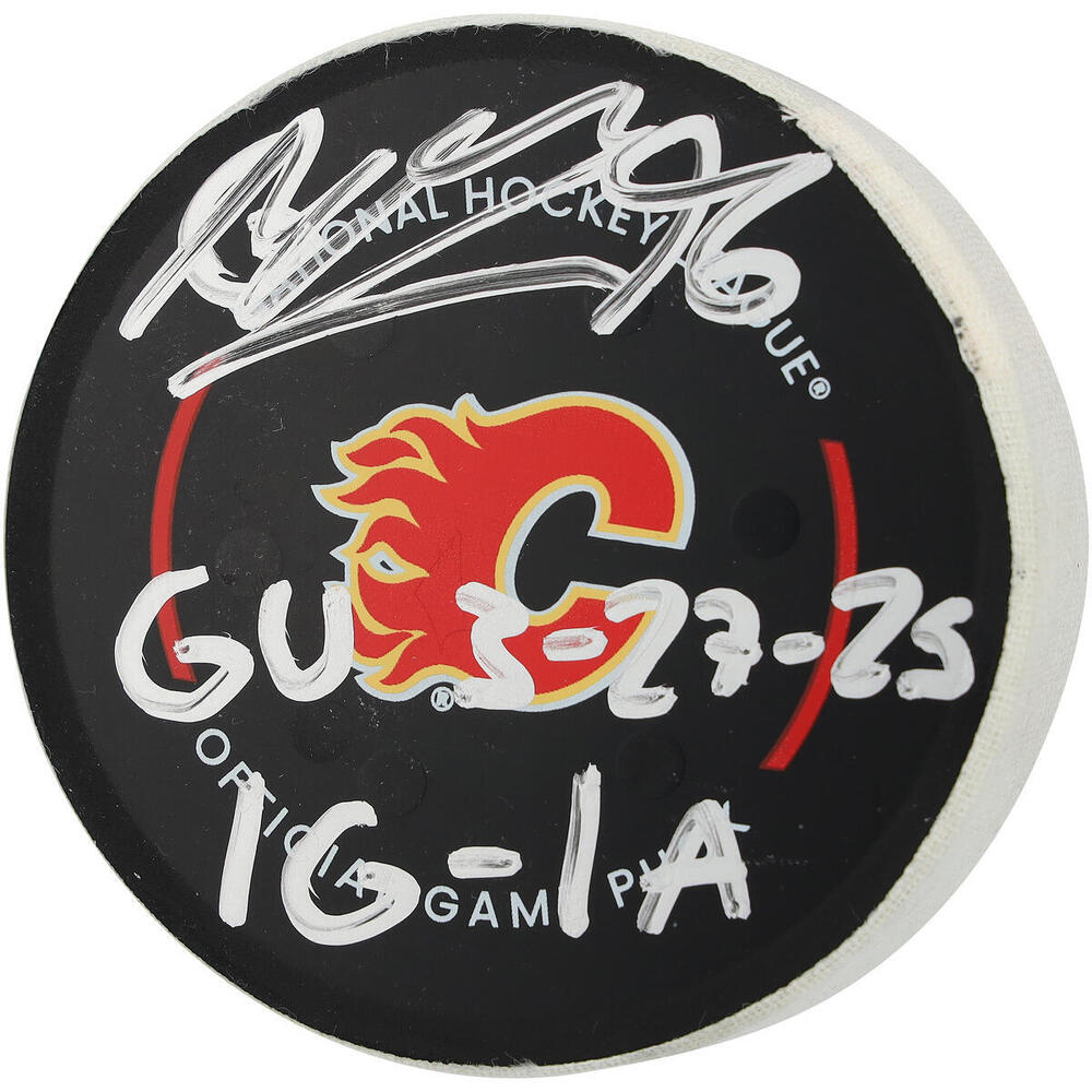 Mikko Rantanen Dallas Stars Autographed Game-Used Puck vs. Calgary Flames on March 27, 2025 with Multiple Inscriptions