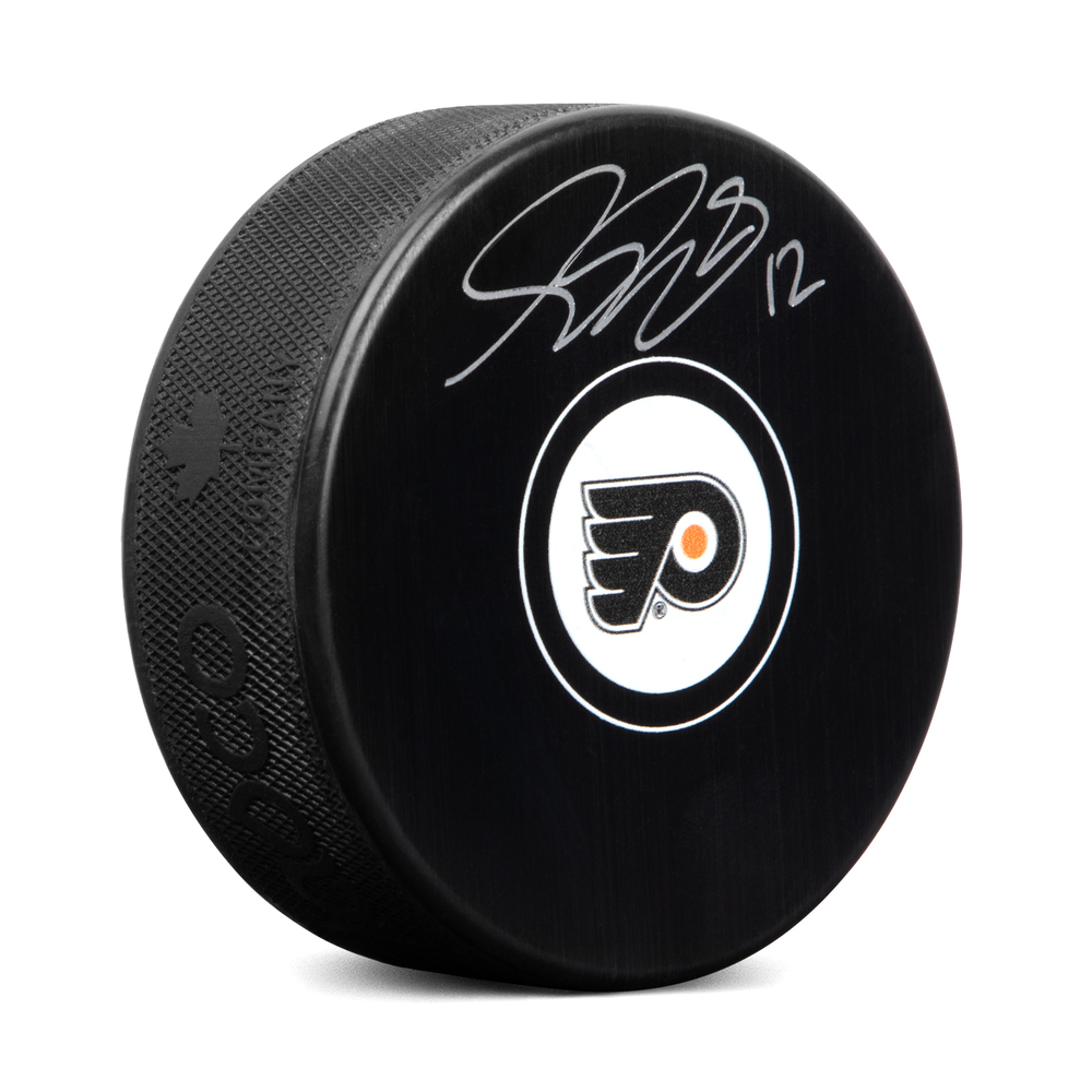 Simon Gagne Autographed Philadelphia Flyers Hockey Puck