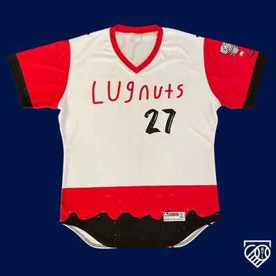 Lansing Lugnuts Mitch Myers Red, Black, and White Jersey