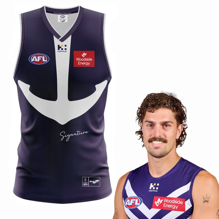 Photo of Luke Jackson #9 Fremantle 2025 Retro Purple Haze Match-Worn Guernsey