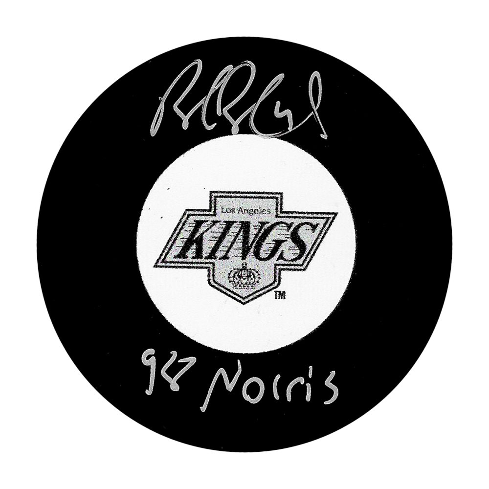 Rob Blake Autographed Los Angeles Kings Puck w/98 NORRIS Inscription