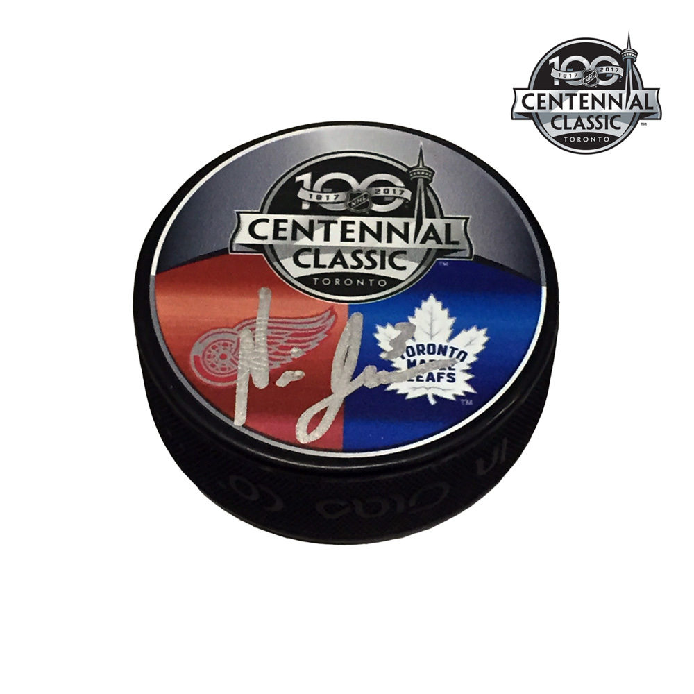 NICK JENSEN Signed 2017 NHL CENTENNIAL CLASSIC Souvenir Puck - Detroit Red Wings