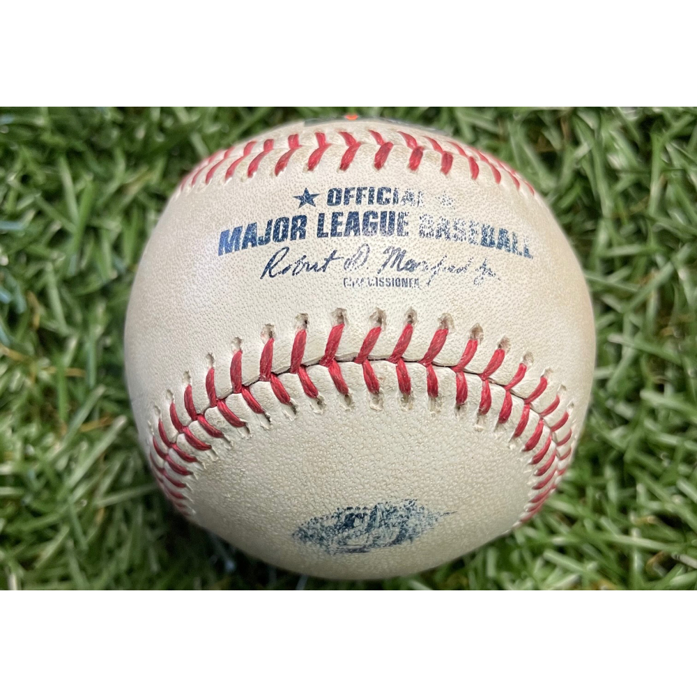 Game Used 25th Anniversary Baseball Shawn Armstrong strikes out Ramon