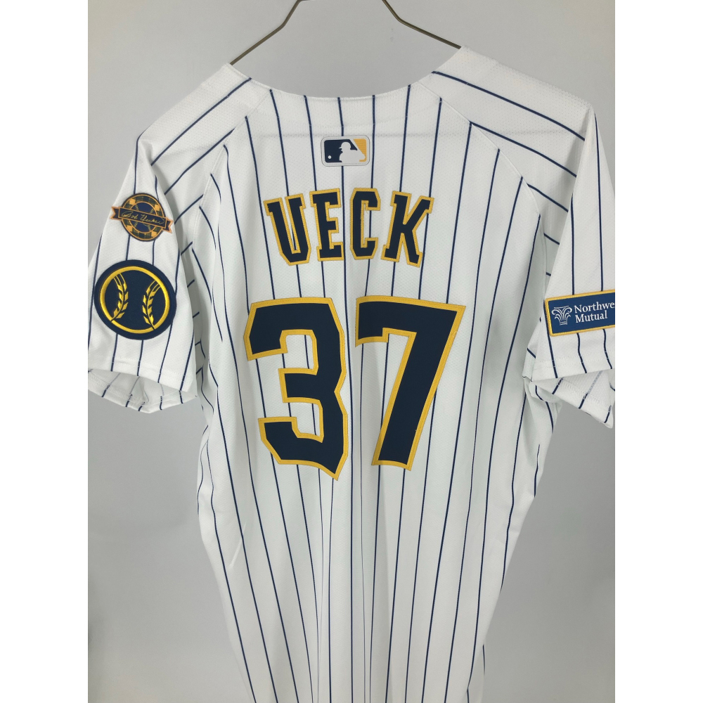 Team Issued Pinstripe Jersey #37 DL Hall , 8/24/25 Uecker