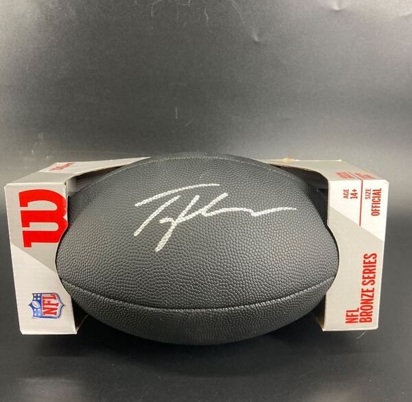 NFL - Saints Tyler Shough Signed Black Composite Silver Series Football