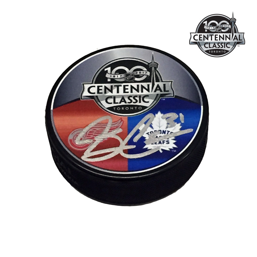 JARED COREAU Signed 2017 NHL CENTENNIAL CLASSIC Souvenir Puck - Detroit Red Wings