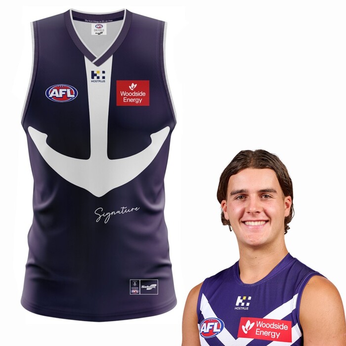 Photo of Murphy Reid #16 Fremantle 2025 Retro Purple Haze Match-Worn Guernsey