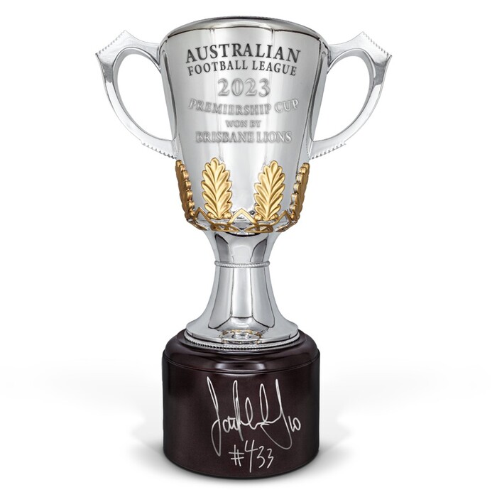 Photo of Scott Pendlebury Signed 2023 Full Sized Replica Premiership Cup