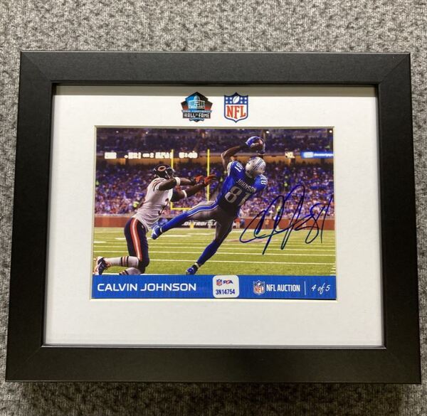 HOF - Lions Calvin Johnson NFL Auction Exclusive Signed 5x7 Framed Photo...