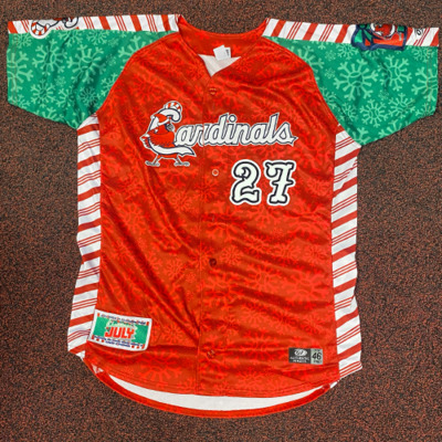 #27 - Nathan Church - OF - Size 46 - Springfield Cardinals Christmas in July Jersey