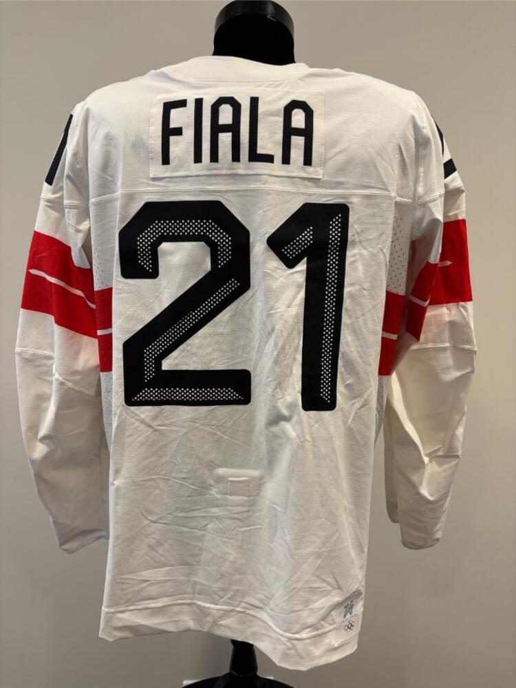 Kevin Fiala Switzerland Game-Used White Jersey worn v. Canada on February 13, 2026, as a part of the 2026 Milano Cortina Winter Games.