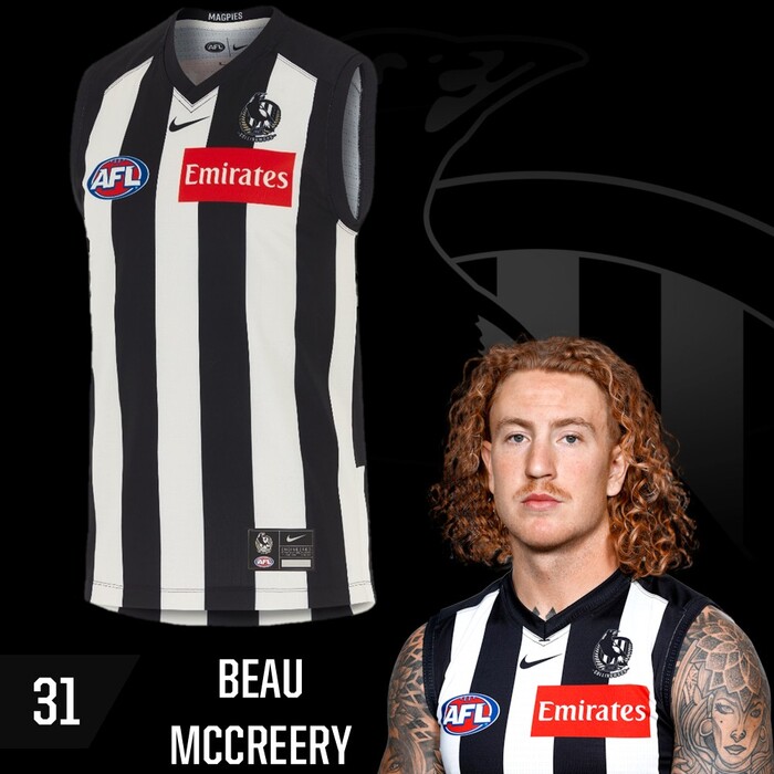 Beau McCreery #31 Collingwood 2025 Home Guernsey
