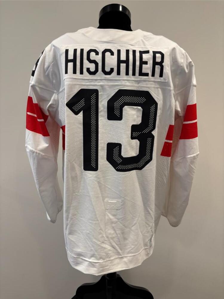 Nico Hischier Switzerland Game-Used White Jersey worn v. Canada on February 13, 2026, as a part of the 2026 Milano Cortina Winter Games.