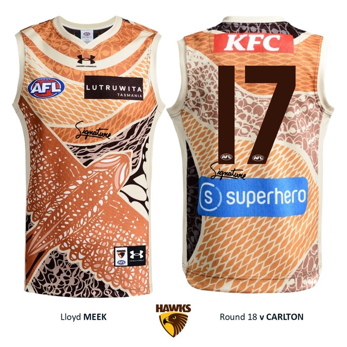 Photo of Lloyd Meek #17 Hawthorn 2026 Indigenous Match-Worn Guernsey