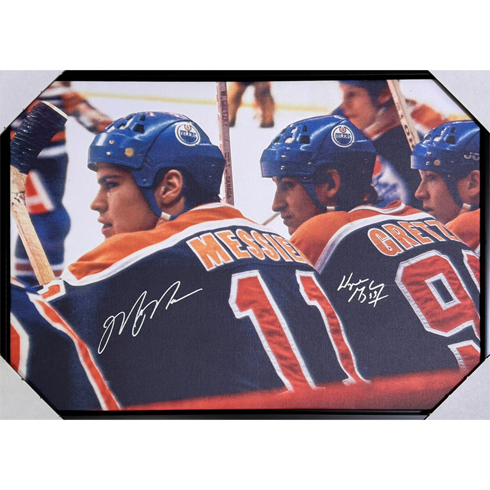 Wayne Gretzky & Mark Messier Autographed Edmonton Oilers Large Framed Canvas