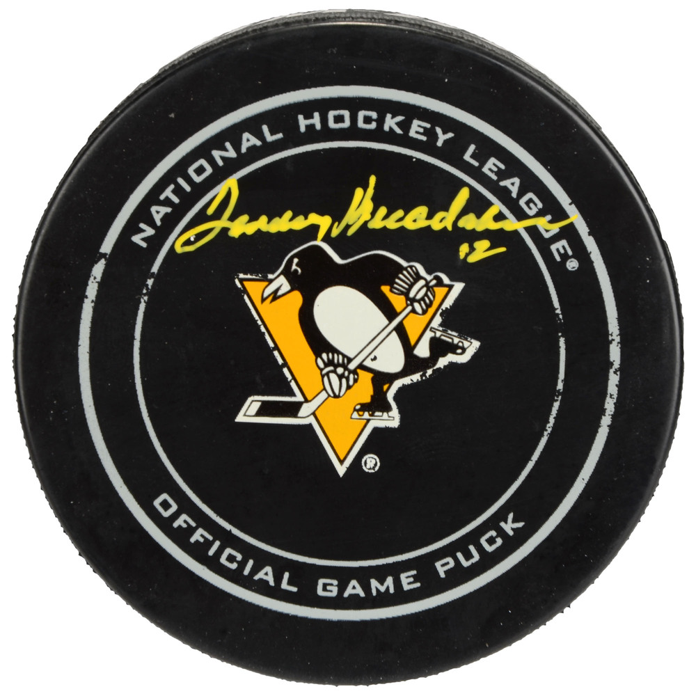 Terry Bradshaw Pittsburgh Steelers Autographed Pittsburgh Penguins Official Game Puck