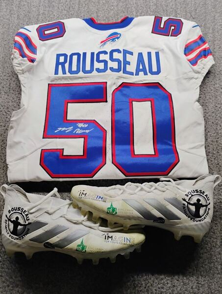 MCMC - Bills Greg Rousseau Custom Cleats 2025 Season Size 14 and Signed ...