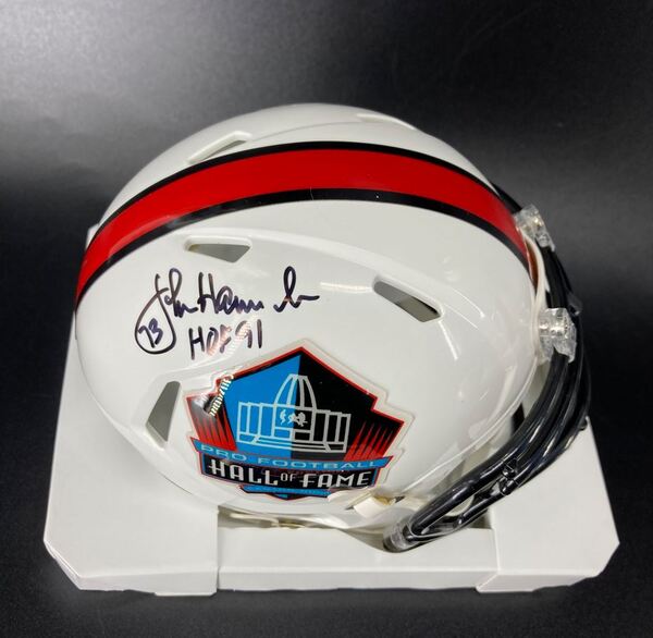 HOF - Patriots John Hannah Signed HOF Mini Helmet