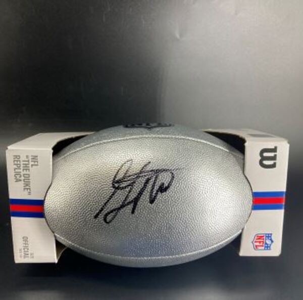 NFL - Chiefs Garrett Nussmeier Signed Silver Composite Football