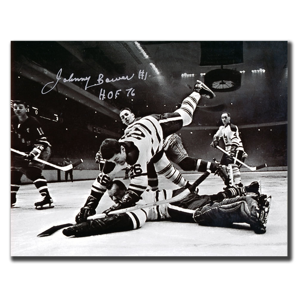 Johnny Bower Toronto Maple Leafs HOF Net Shot Autographed 8x10