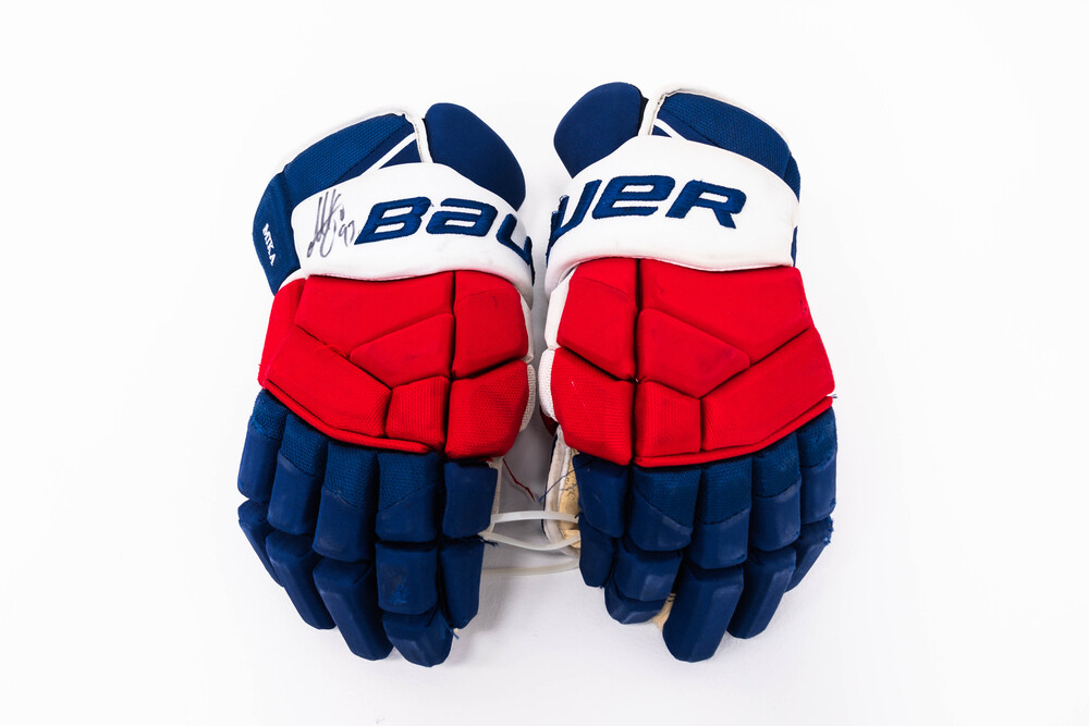 Signed and Game-Used Bauer Gloves by #93 Mika Zibanejad