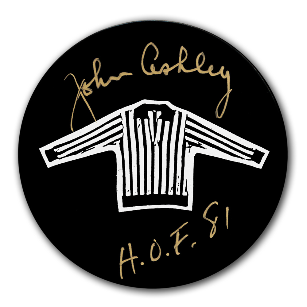 John Ashley NHL Referee HOF Autographed Puck