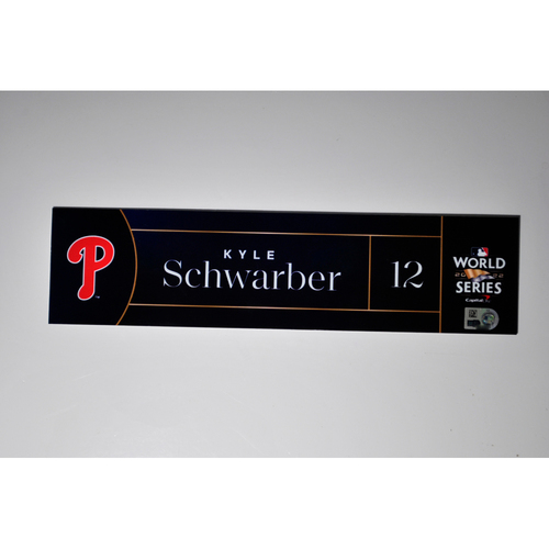 2022 World Series - Philadelphia Phillies at Houston Astros - Game 1 - Game-Used Locker Tag - Kyle Schwarber