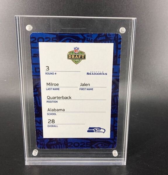 NFL - Seahawks Jalen Milroe Special Edition 2025 Draft Card 2 of 2
