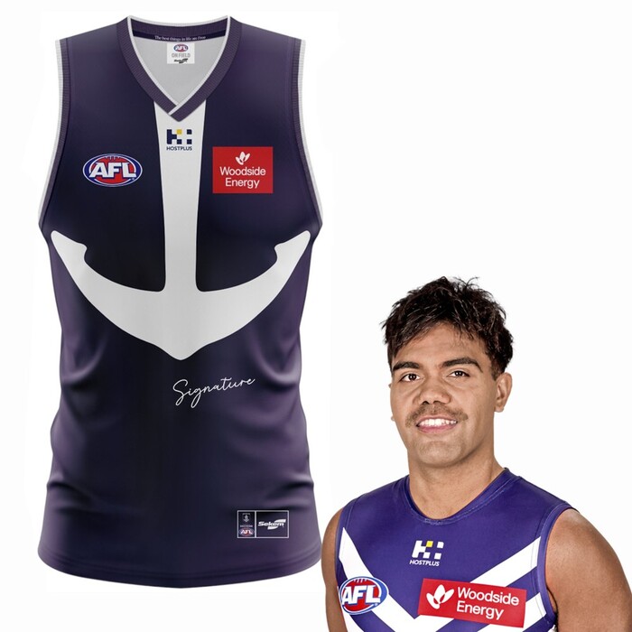Photo of Isaiah Dudley #43 Fremantle 2025 Retro Purple Haze Guernsey