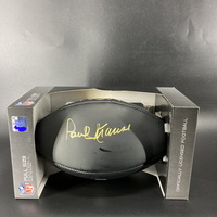 HOF - Vikings Paul Krause Signed Black Panel Ball With HOF Logo