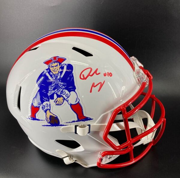 NFL - Patriots Drake Maye Signed Throwback Replica Speed Helmet