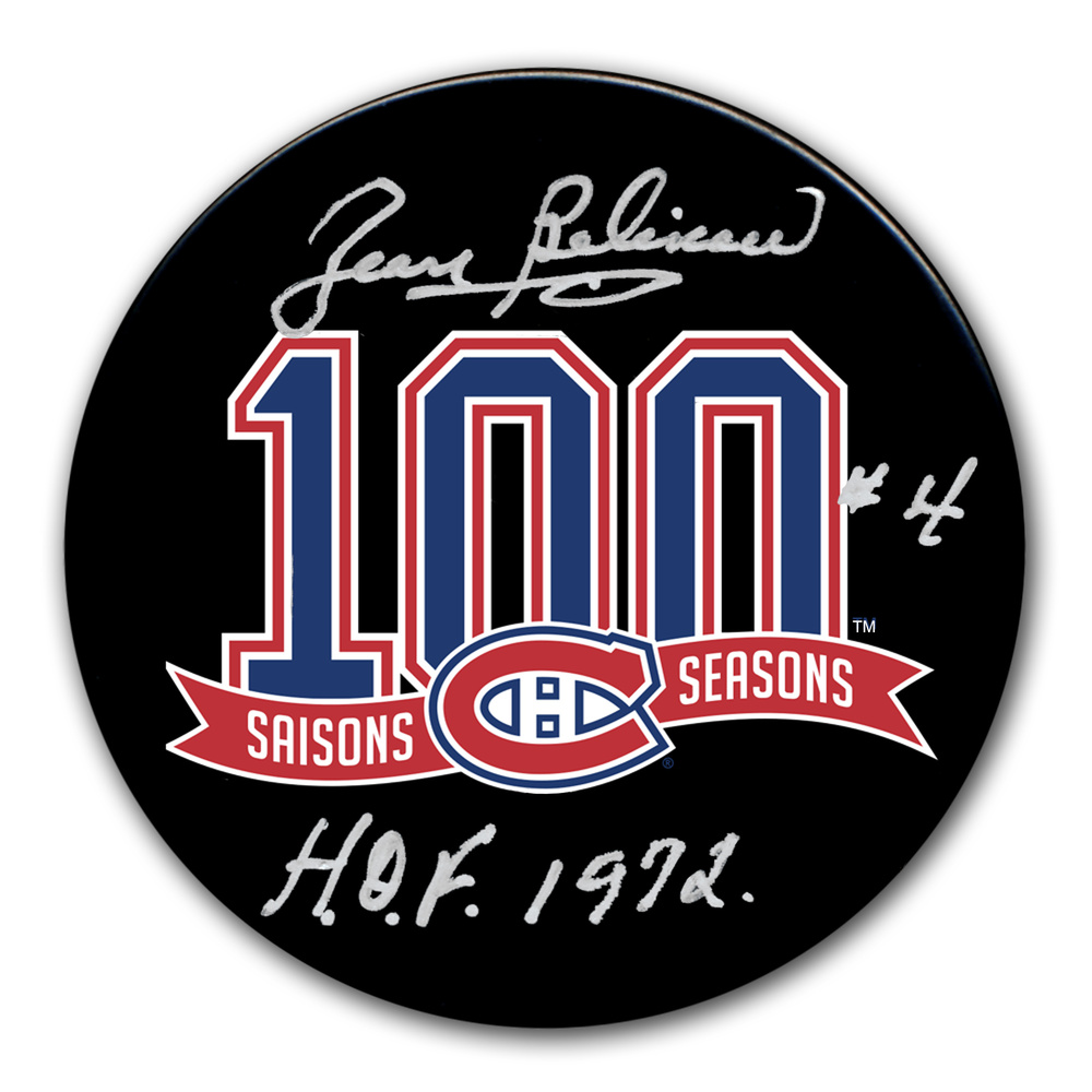 Jean Beliveau Montreal Canadiens HOF 100th Anniversary Autographed Puck