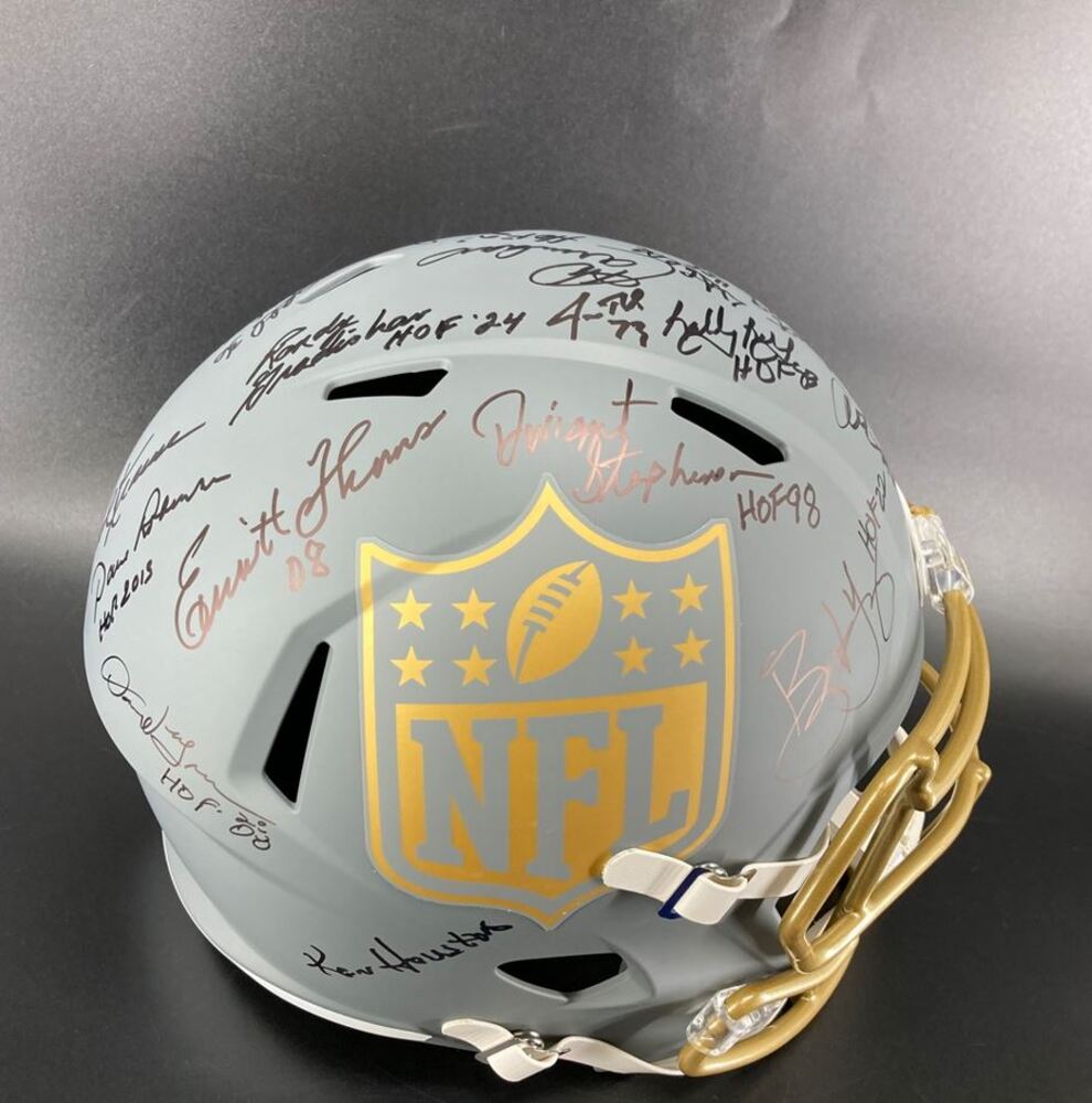 HOF - Multi Sign NFL Shield Slate Replica Helmet Signed By Over 15