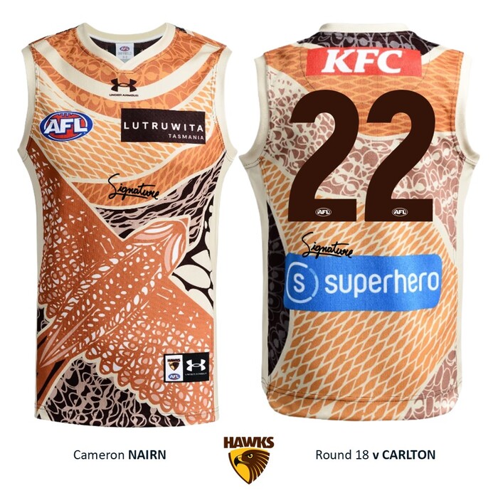 Photo of Cameron Nairn #22 Hawthorn 2026 Indigenous Match-Worn Guernsey