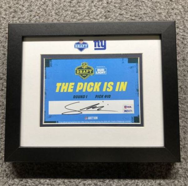 NFL - Giants Francis Mauigoa Signed NFL Draft Card with Frame (First Off...