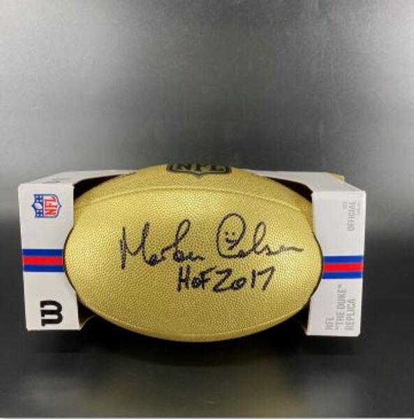 HOF - Falcons Morton Andersen Signed Gold Composite Football