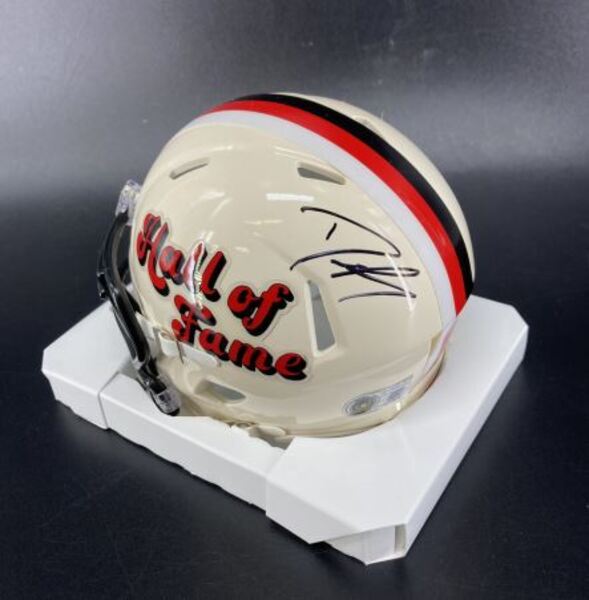 HOF - Colts Dwight Freeney Signed HOF Retro Mini Helmet