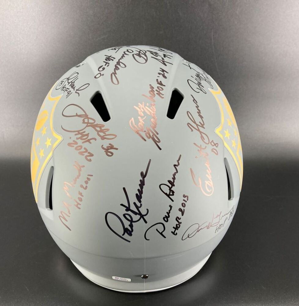 HOF - Multi Sign NFL Shield Slate Replica Helmet Signed By Over 15