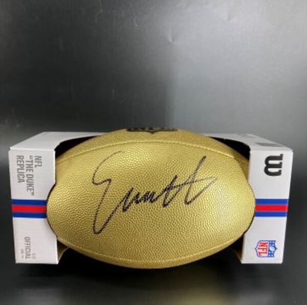 NFL - Chiefs Emmett Johnson Signed Gold Composite Football