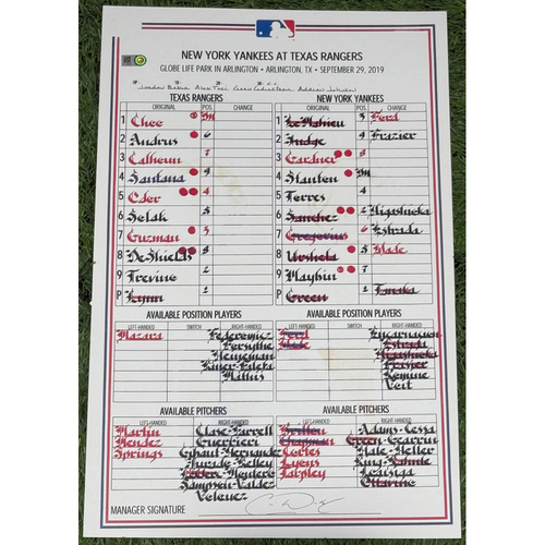 Game-Used or Autographed Line-Up Cards | MLB Auctions