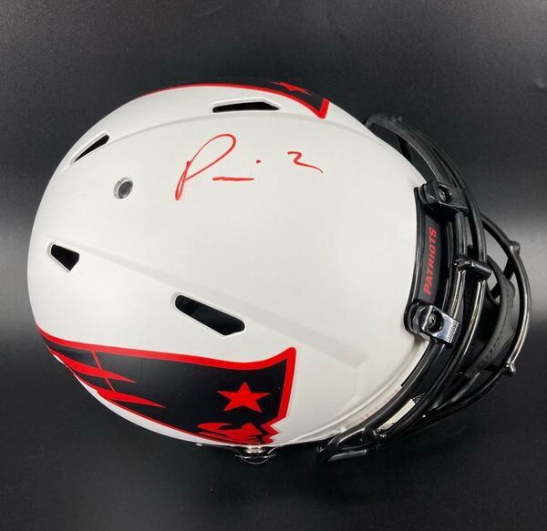 NFL - Patriots Pierre Strong signed lunar eclipse helmet