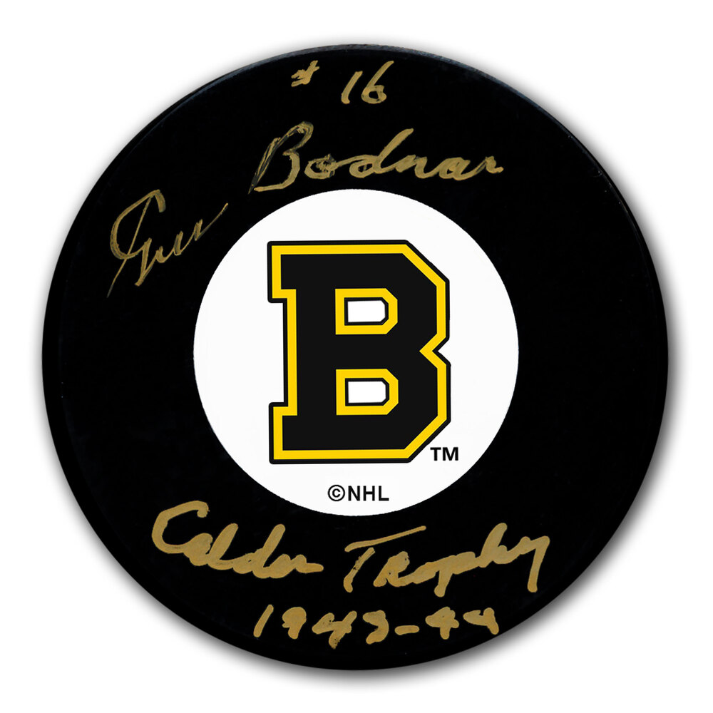 Gus Bodnar Boston Bruins 1944 Calder Autographed Puck