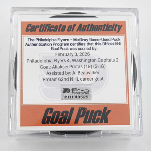 Image of Protas, Aliaksei - Washington Capitals - February 3, 2026 at Philadelphia Flyers (Flyers Logo)