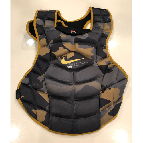 Tucker Barnhart -- *Autographed* Military Appreciation Chest Protector -- Inscribed as