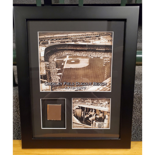 Framed Piece of Crosley Field Dugout Bench (Number 43 of 150)
