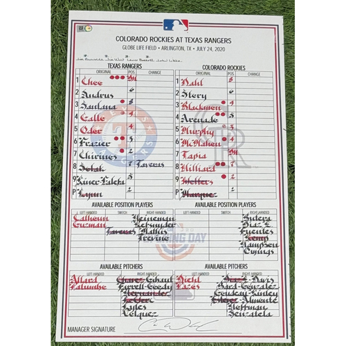 Game-Used or Autographed Line-Up Cards | MLB Auctions
