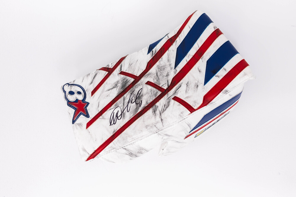 Signed and Game-Used Brians Goalie Blocker by #31 Igor Shesterkin