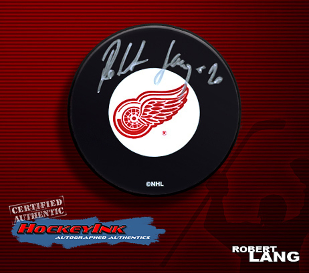 ROBERT LANG Signed Detroit Red Wings Puck