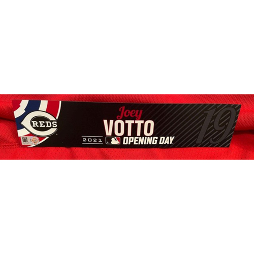 Joey Votto -- 2021 Opening Day Locker Tag -- Game-Used -- Cardinals vs. Reds on 4/1/21