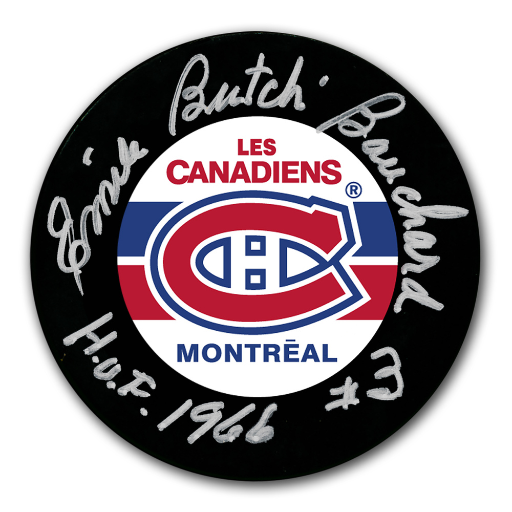 Emile Bouchard Montreal Canadiens HOF Autographed Puck